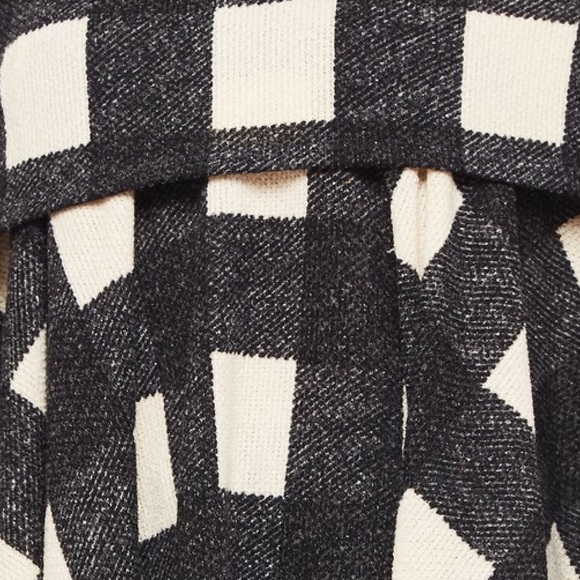 Plaid Off the Shoulder Sweater Poncho - Picture 4 of 5